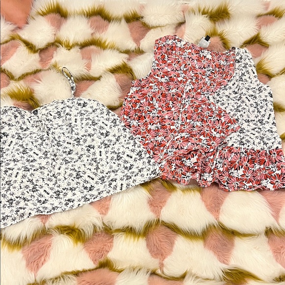 CAbi Black and White & Red Floral Crop Tops - Picture 1 of 8